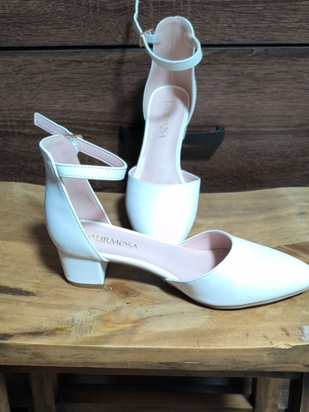 White Pointed-Toe Ankle-Strap Heels - Picture 2 of 5